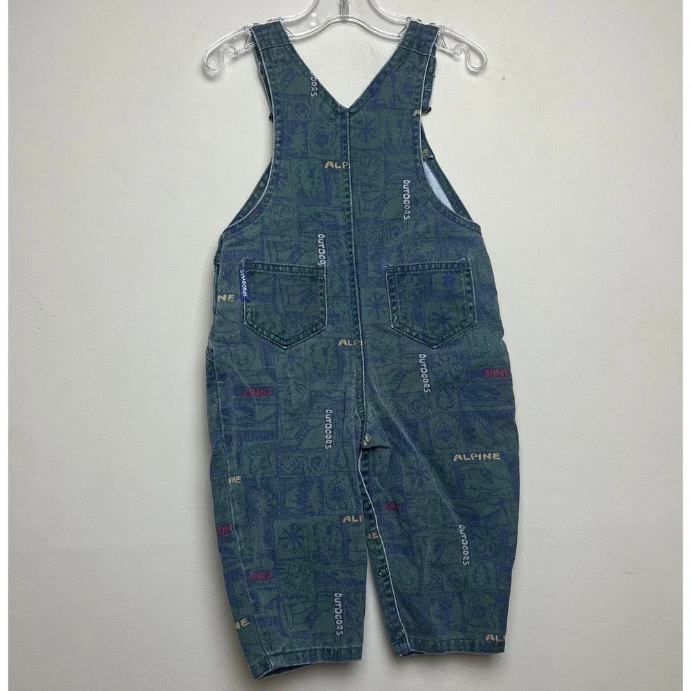 VTG Gymboree Rainbow Tag Overalls Outdoors Alpine Canoe Print 90s Size XS